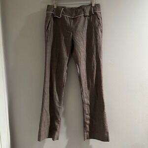 Robert Graham Dress Pants Womens 8 Brown Purple Herringbone Wool Blend 70s Style